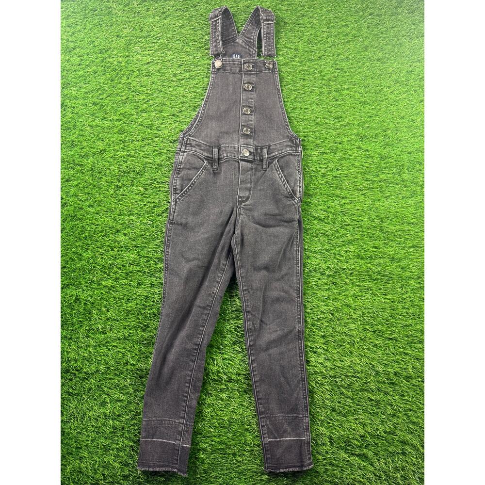 Gap Womens M Black Wash Denim Overalls Skinny Ankle Bib Jean Pockets CasualWear